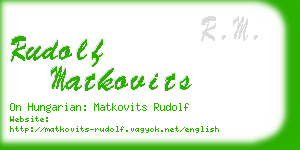 rudolf matkovits business card